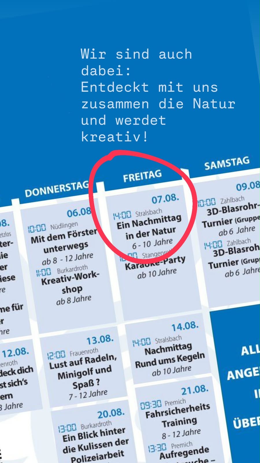 Ferienprogramm - Ein Nachmittag in der Natur